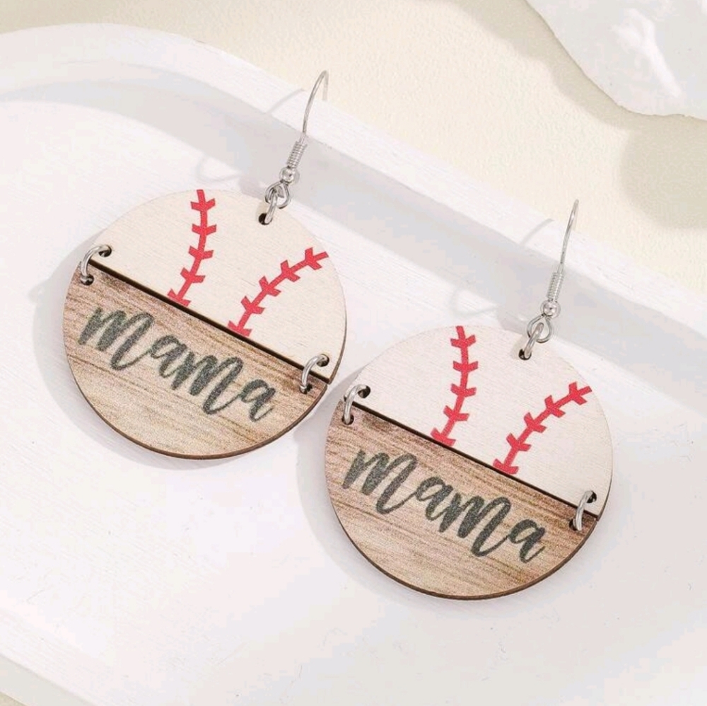 BASEBALL MAMA Drop Earrings For Women (dimensions in picture)